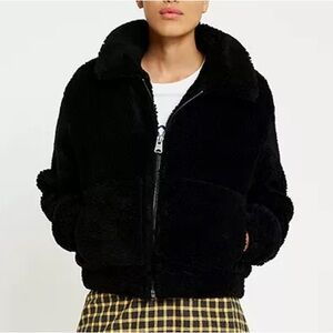 Urban Outfitters Black Teddy Fur Jacket